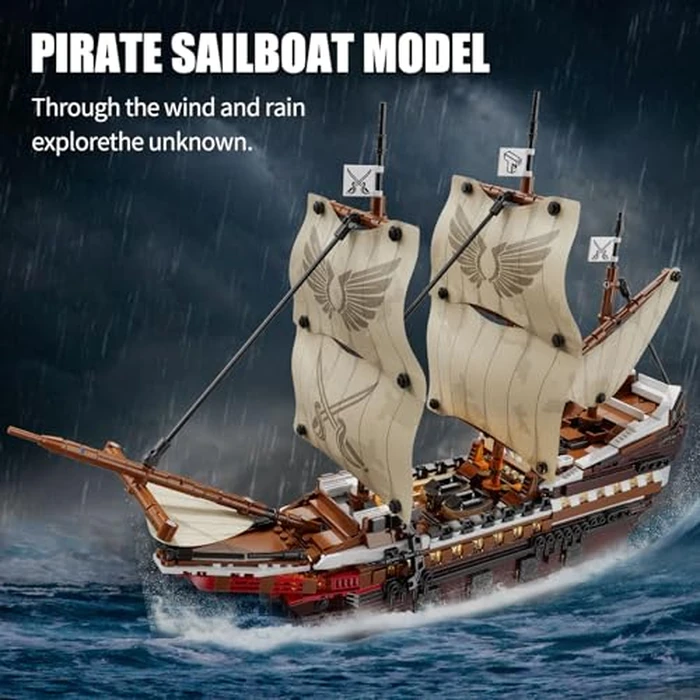 TYCOLE Pirate Ship Building Set with Lights - Mayflower Ship Model Toy.Great home&office decoration for pirates fans,Idea choice for adults and boys aged 8-14 as birthday, Christmas gifts(2076PCS) by TYCOLE - Image 5