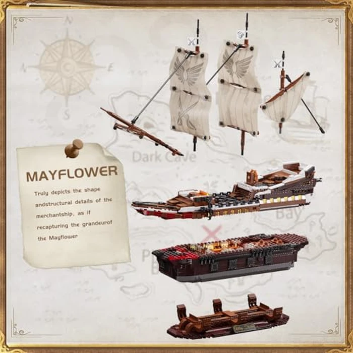 TYCOLE Pirate Ship Building Set with Lights - Mayflower Ship Model Toy.Great home&office decoration for pirates fans,Idea choice for adults and boys aged 8-14 as birthday, Christmas gifts(2076PCS) by TYCOLE - Image 7