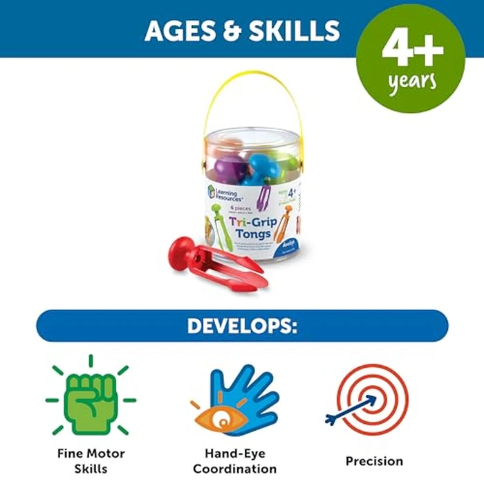 Learning Resources 3 Prong Tong, Pencil Grip Tongs, Sensory Bin, Fine Motor Toy, Set of 6, Ages 4+ by Learning Resources - Image 5