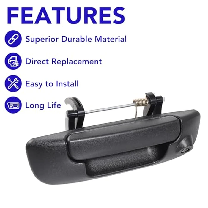 TAYATUO Tailgate Latch Handle Assembly Replacement for 2002-2009 Dodge Ram 1500 2500 3500, w/o Keyhole - w/Camera Hole, Replaces OE# 80165, 55276237AA, CH1915110 Exterior Rear Liftgate Door Handle by TAYATUO - Image 2