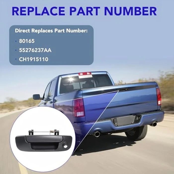 TAYATUO Tailgate Latch Handle Assembly Replacement for 2002-2009 Dodge Ram 1500 2500 3500, w/o Keyhole - w/Camera Hole, Replaces OE# 80165, 55276237AA, CH1915110 Exterior Rear Liftgate Door Handle by TAYATUO - Image 5