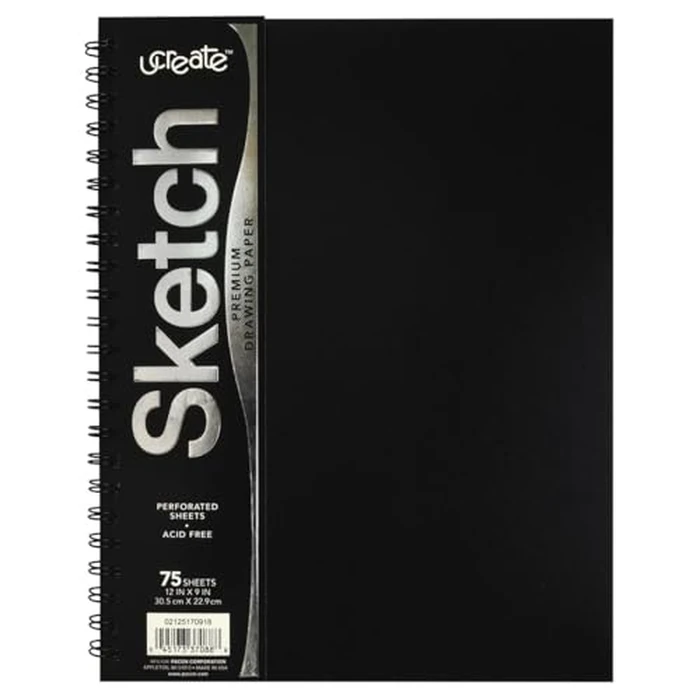 UCreate Poly Cover Sketch Book, Heavyweight, 9" x 12", Black, 75 Sheets by UCREATE - Used - Very Good condition - US$6.42