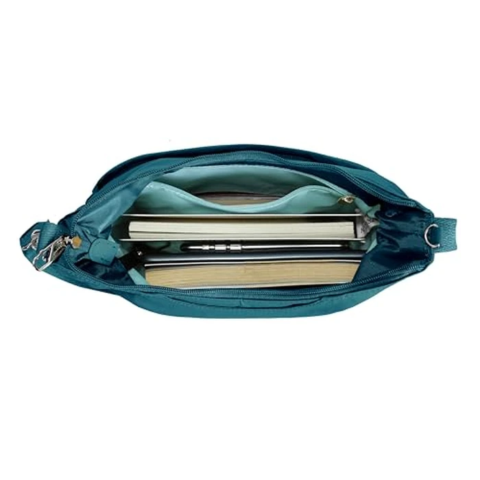 Travelon Unisex's Anti-Theft Roam Medium Crossbody, Capri Blue, 8" H(Center) x 9.75" H(Wing) x 11W x 3" D by Travelon - Image 7