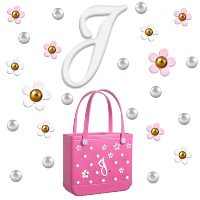 AIERSA Charms for Bogg Bag,Letter Pearl Charms for Beach Bag, Women Girls Must Have for Bogg Bag Accessories,Compatible Simply Southern Totes -Letter J by AIERSA - Used - Like New condition - US$8.09