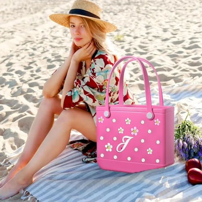 AIERSA Charms for Bogg Bag,Letter Pearl Charms for Beach Bag, Women Girls Must Have for Bogg Bag Accessories,Compatible Simply Southern Totes -Letter J by AIERSA - Image 4