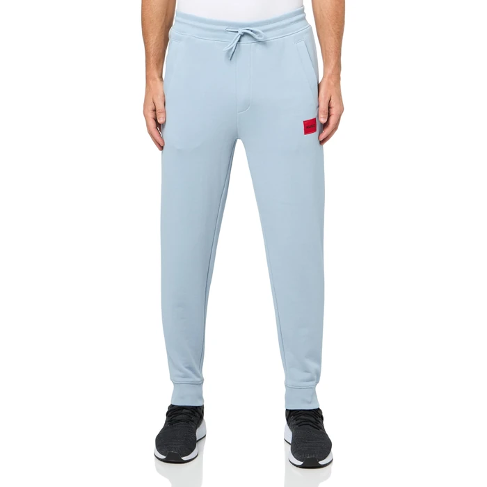 HUGO, Regular Fit Square Logo Jersey Drawstring Joggers, dust Blue, L by HUGO - Image 1