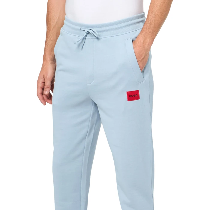 HUGO, Regular Fit Square Logo Jersey Drawstring Joggers, dust Blue, L by HUGO - Image 3
