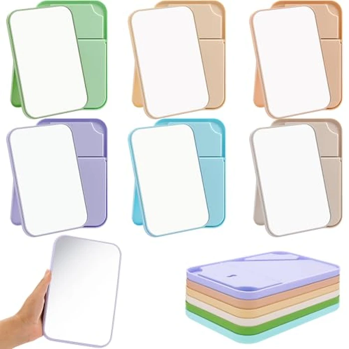 Cinnvoice 36 Pack Desktop Makeup Mirror Bulk 90 degrees Adjustable Portable 8" Vanity Table Mirror with Stand, Folding Travel for Makeup Party Spa Party, Women, Cosmetics Personal Beauty (Light Colors) by Cinnvoice - Used - Like New condition