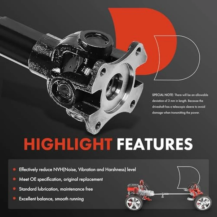 A-Premium Rear Drive Shaft Prop Shaft Driveshaft Assembly Compatible with Ford F-250 Super Duty 1999-2002, F-350 Super Duty 1999-2001, Extended Cab Pickup, 4WD, Automatic Trans, 81.0" Bed, 142.0" WB by A-premium - Image 5