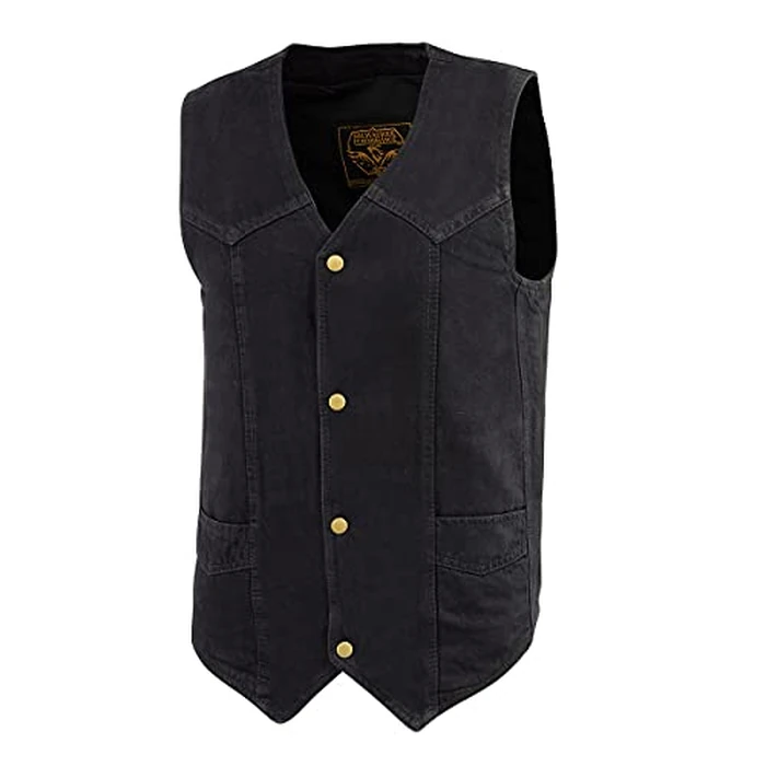 Milwaukee Leather DM1310 Men's Black Classic Denim Western Style Cowboy Biker Vest w/Snap Button Closure - 5X-Large by Milwaukee Leather - Image 5