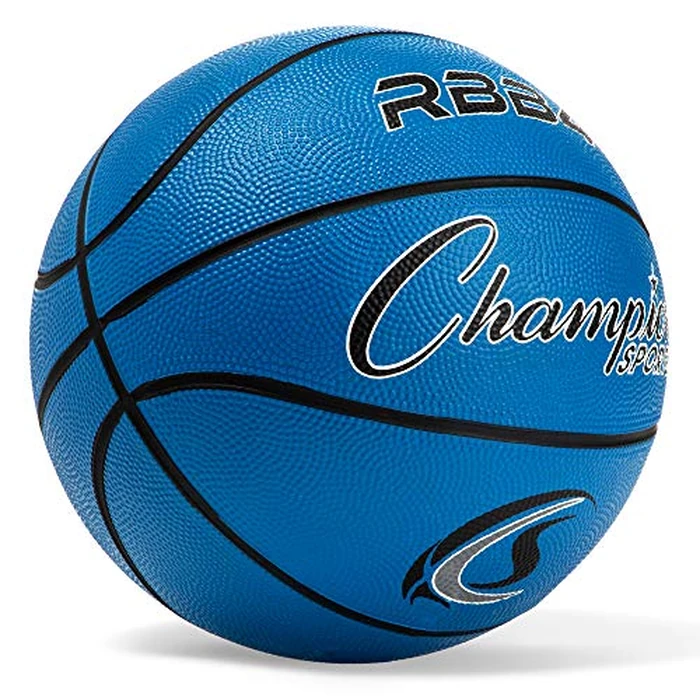 Champion Sports Rubber Intermediate Basketball, Heavy Duty - Pro-Style Basketballs, and Sizes - Premium Basketball Equipment, Indoor Outdoor - Sports Education Supplies (Size 6, Blue) by Champion Sports - Image 2
