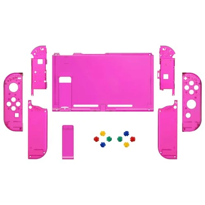 eXtremeRate DIY Replacement Shell Buttons for Nintendo Switch, Back Plate for Switch Console, Housing with Colorful Buttons for Joycon Handheld Controller - Clear Candy Pink [No Electronics Parts] by eXtremeRate - Image 2
