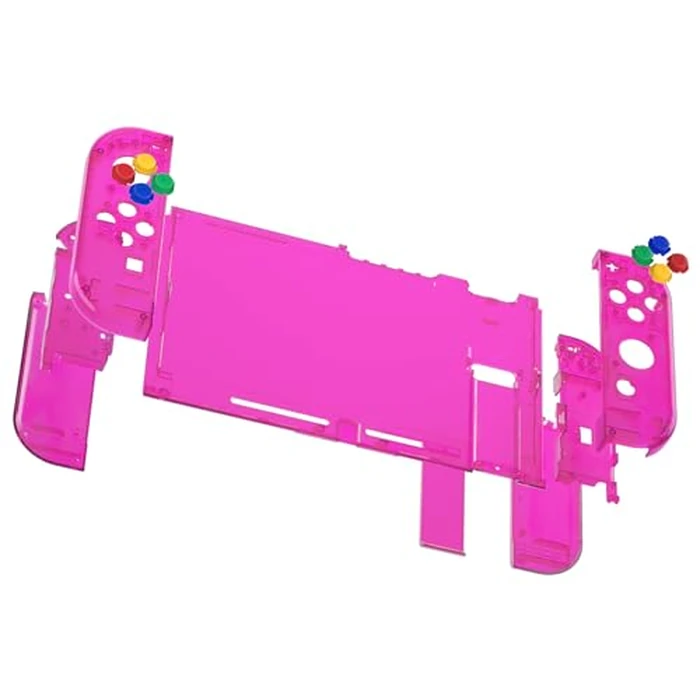 eXtremeRate DIY Replacement Shell Buttons for Nintendo Switch, Back Plate for Switch Console, Housing with Colorful Buttons for Joycon Handheld Controller - Clear Candy Pink [No Electronics Parts] by eXtremeRate - Image 4
