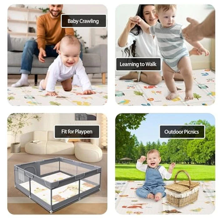 XVISHX Baby Play Mat, 50 x 50 Inch Play Mat Perfect for Use Baby Playpen, Foldable Baby Foam Playmat for Floor, Portable Waterproof Activity PlayMats for Babies, Infants and Toddlers by XVISHX - Image 2