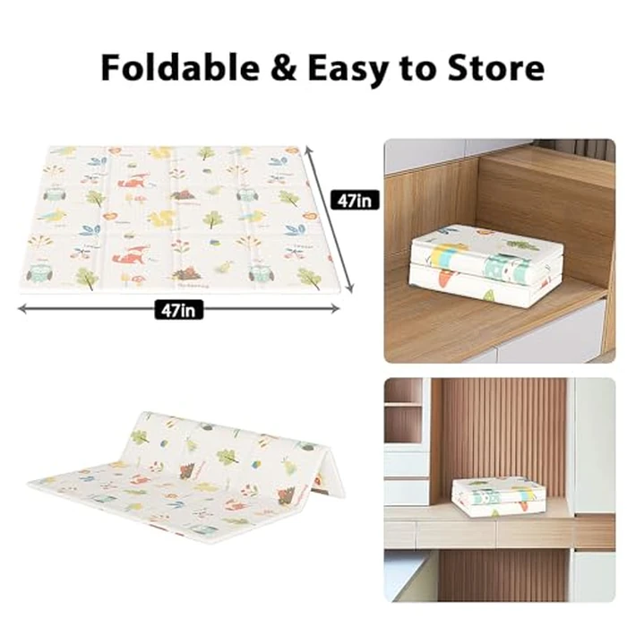 XVISHX Baby Play Mat, 50 x 50 Inch Play Mat Perfect for Use Baby Playpen, Foldable Baby Foam Playmat for Floor, Portable Waterproof Activity PlayMats for Babies, Infants and Toddlers by XVISHX - Image 6