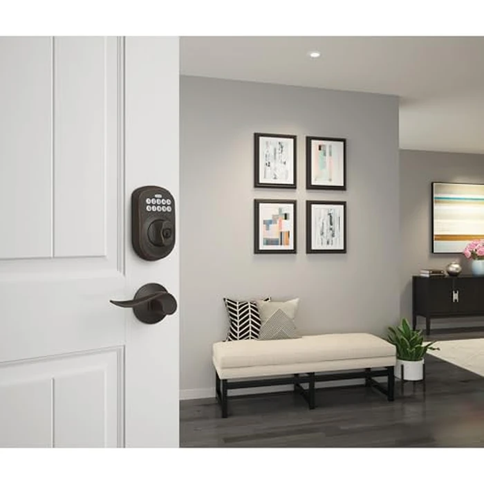 Schlage Plymouth Keypad Deadbolt, Electronic Keyless Entry Lock, Aged Bronze, BE365 PLY 716 by SCHLAGE - Image 5