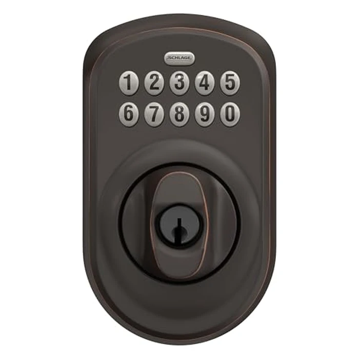 Schlage Plymouth Keypad Deadbolt, Electronic Keyless Entry Lock, Aged Bronze, BE365 PLY 716 by SCHLAGE - Image 7