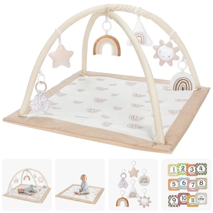 Washable Baby Gym Activity Center with Play Mat, Rainbow Early Development Playmats, 6 Toys for Infant & Toddler, Larger by little dove - Used - Very Good condition - CA$43.83