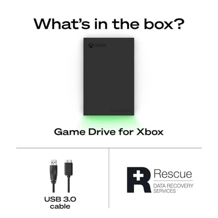 Seagate Game Drive for Xbox 2 TB External Hard Drive Portable HDD - USB 3.2 Gen 1, Black with built-in green LED bar, Xbox Certified, 3 year Rescue Services (STKX2000400) by Seagate - Image 9