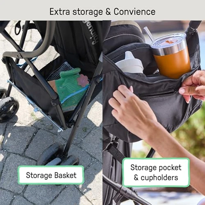 Summer Infant Infant 3Dmini Convenience Stroller, Blue/Black - Lightweight with Compact Fold, Multi-Position Recline, Canopy with Pop Out Sun Visor and More - for Travel and More by Ingenuity - Image 5