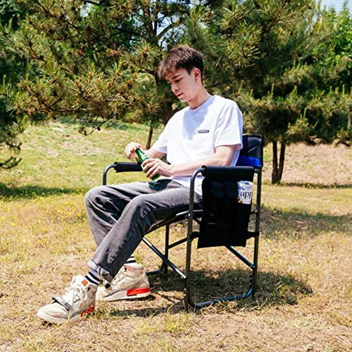 KingCamp Heavy Duty Director Chair with Side Table, Portable Folding Chair with Cup Holder and Storage Pocket for Outdoor, Camp, Patio, Lawn, Garden, Beach, Trip, Sports, Fishing,Black/MediumGrey by KingCamp - Image 7