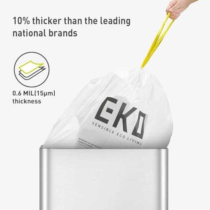EKO Easy-Dispense Roll 80 Count Extra-Strong Drawstring Small Trash Bag, 4 Gallon Trash Bag (10-15L) 1 Pack White, Code C by EKO - Image 2
