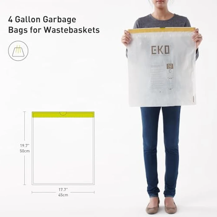 EKO Easy-Dispense Roll 80 Count Extra-Strong Drawstring Small Trash Bag, 4 Gallon Trash Bag (10-15L) 1 Pack White, Code C by EKO - Image 6