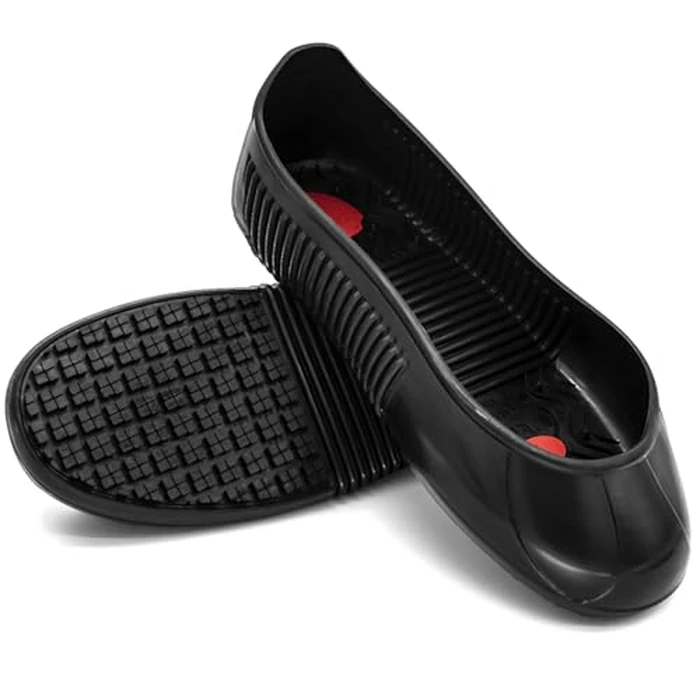 LG01 Crews Crew Guard Fuel oil Resistant (FO) Shoe Covers- CE/ASTM Anti-slip & Waterproof Rubber Overshoes for Work, Non-Slip Safety Protectors for Kitchen/Medical (Black, L(US Women 7-8.5 | Men 6-8）) by LIONGRIP - Used - Very Good condition - US$27.38