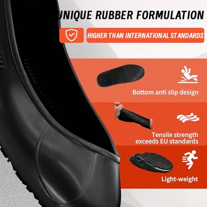 LG01 Crews Crew Guard Fuel oil Resistant (FO) Shoe Covers- CE/ASTM Anti-slip & Waterproof Rubber Overshoes for Work, Non-Slip Safety Protectors for Kitchen/Medical (Black, L(US Women 7-8.5 | Men 6-8）) by LIONGRIP - Image 5