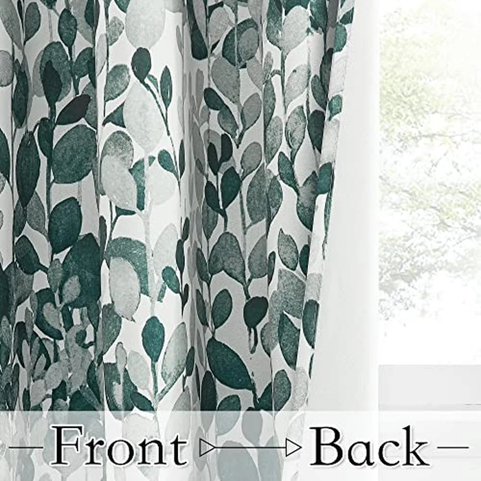 KGORGE Herb Foliage Pattern Curtains, Lighten up Indoor Space Room Darkening Window Curtain Set for Dining Area/Farmhouse, W 52" x L 84" per Panel, 2 Pcs, Green-Blue by KGORGE - Image 6