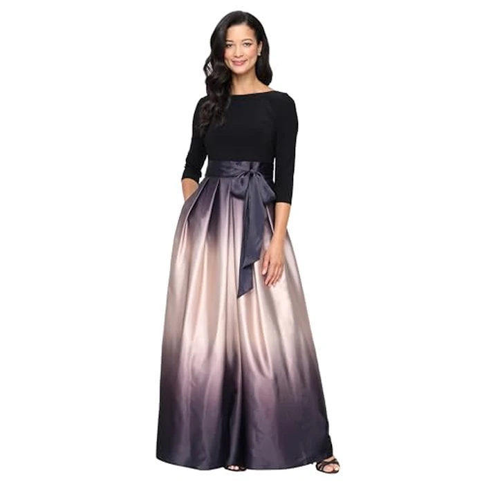 S.L. Fashions Womens Long Satin Mother of The Bride Dress with Pockets, Formal Party Gown by S.L. Fashions - Image 1