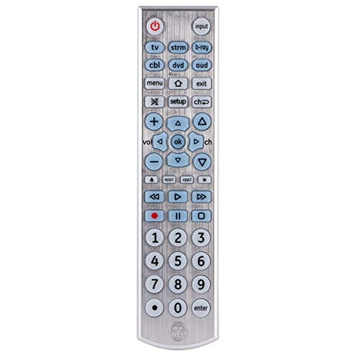 GE Big Button Backlit Universal Remote Control for Samsung, Vizio, Lg, Sony, Sharp, Roku, Apple TV, RCA, Panasonic, Smart TVs, Streaming Players, Blu-Ray, DVD, 6-Device, Silver, 33712 by GE - Image 3
