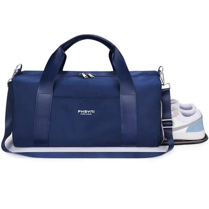 Gym Bag for Women & Men, with Shoes Compartment and Wet Pocket,Waterproof Sports Duffle Bag,Fitness Workout,Swim,Travel Bag,19“-Medium,Navy by PHSYNI - Used - Like New condition - CA$31.34