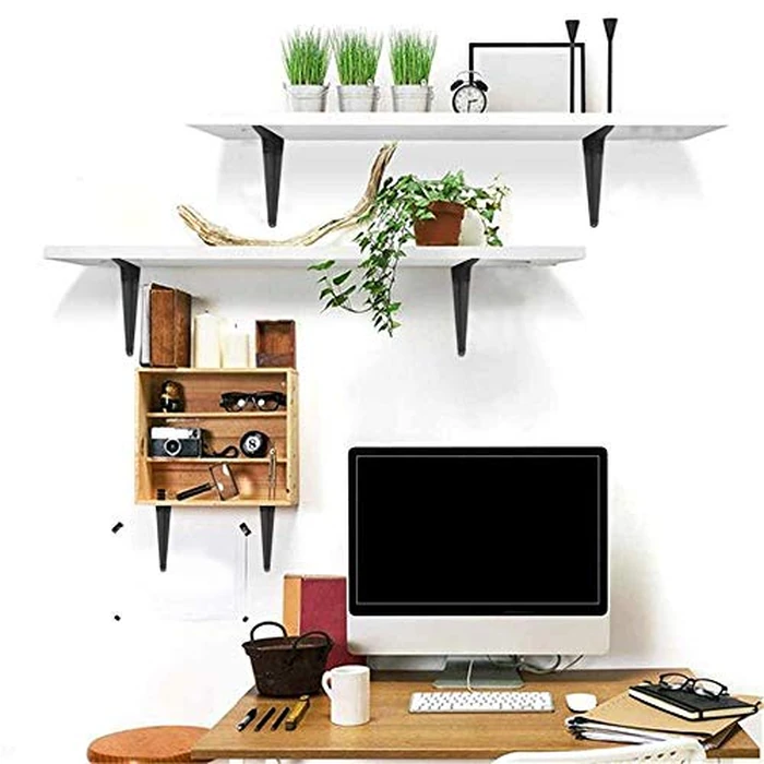 20 Pack Shelf Brackets 12 inches, Heavy Duty Black Iron Metal Floating Shelf Bracket, Rustic Farmhouse Decorative L Brackets for Shelves, Wall Mount Corner Brace for Wood Boards by Janyang - Image 5