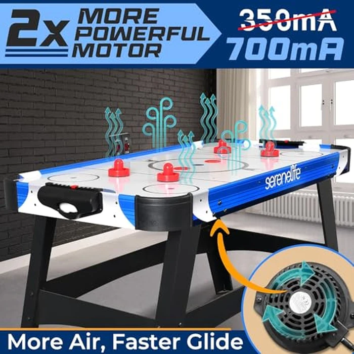 SereneLife 54” Powered Air Hockey Table - Sports Arcade Games, with Complete Accessories, Strong Motor, Digital LED Scoreboard, Built in Score Tracker- Home, Game Room by SereneLife - Image 3