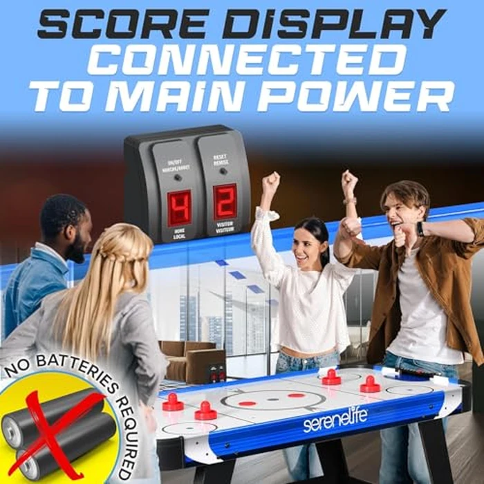 SereneLife 54” Powered Air Hockey Table - Sports Arcade Games, with Complete Accessories, Strong Motor, Digital LED Scoreboard, Built in Score Tracker- Home, Game Room by SereneLife - Image 4