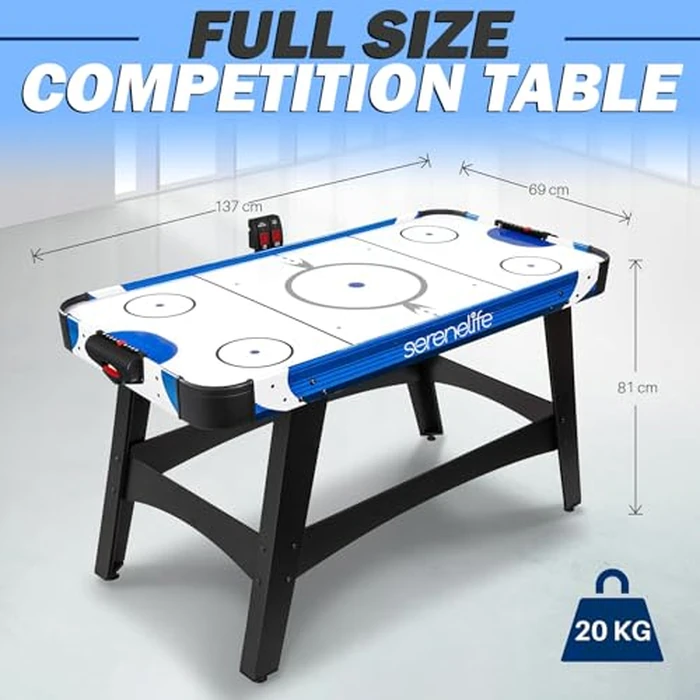 SereneLife 54” Powered Air Hockey Table - Sports Arcade Games, with Complete Accessories, Strong Motor, Digital LED Scoreboard, Built in Score Tracker- Home, Game Room by SereneLife - Image 5