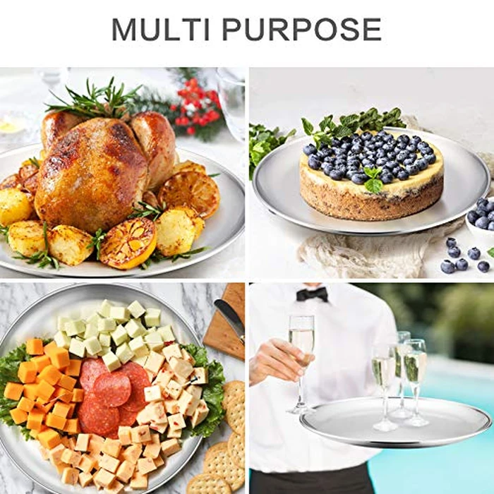 P&P CHEF Pizza Pan Set of 2, Stainless Steel Pizza Tray, Round Pizza Plate For Pie Cookie Pizza Cake, Non Toxic & Heavy Duty, Dishwasher Safe & Easy Clean, 13.5 Inch & Silver by P&P CHEF - Image 6