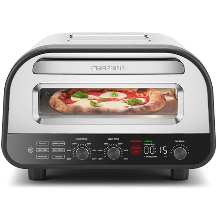 CHEFMAN Indoor Pizza Oven - Makes 12 Inch Pizzas in Minutes, Heats up to 800 degreesF - Countertop Electric Pizza Maker with 5 Touchscreen Presets, Pizza Stone and Peel Included - Stainless Steel by Chefman - Image 1