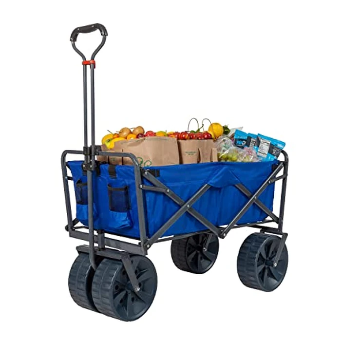 Mac Sports Heavy Duty Collapsible Folding All Terrain Utility Beach Wagon Cart, Blue/Black by MacSports - Image 3