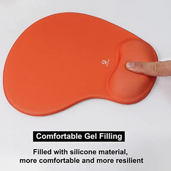 AUDIMI Small Mouse Pad with Wrist Rest Support Mouse Mat Non-Slip Rubber Base for Laptop PC Office Working Gaming (Orange) by Audimi - Image 4