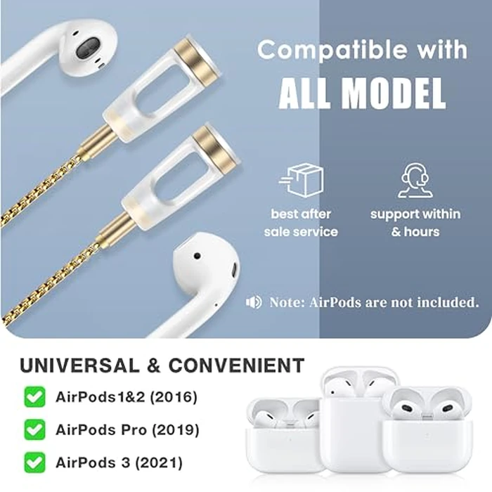 Lawonda Anti-Lost Neck Strap for Airpods, Strong Magnetic Necklace Holder String, Sports Lanyard for Headphone Compatible with AirPods 1&2 /3rd /Pro/Pro 2 O Gold by Lawonda - Image 4