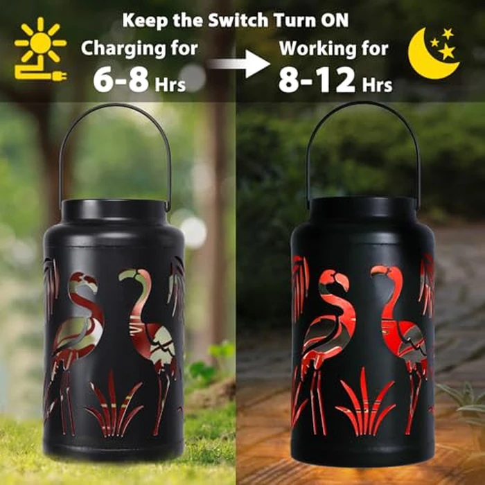 Afirst Solar Lanterns Outdoor, Flamingo Hanging Solar Lights Hollow Out Waterproof Decorative LED Lanterns for Yard, Patio,Lawn,Pathway,Garden Decor Mother's Day Gifts by Afirst - Image 4