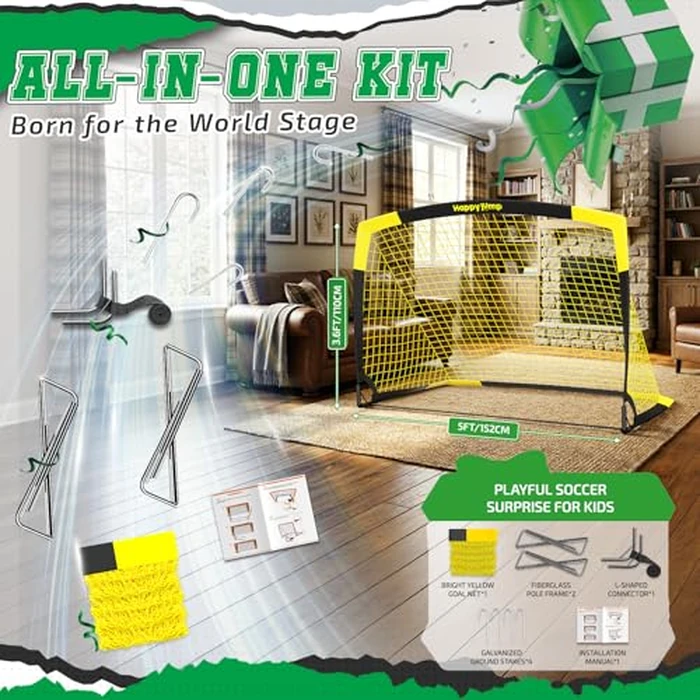 Happy Jump 7x5 FT & 5x3.6 FT Portable Soccer Goal for Youth Players Ages 6-14, Large-Frame Design Built for Long-Term Development, Easy Setup for Backyard, Park or School Training by Happy Jump - Image 5