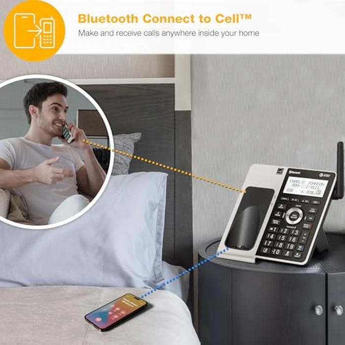 AT&T 4-Handset DECT 6.0 Cordless Home Phone with Unsurpassed Range, Bluetooth, Answering System, Smart Call Blocker, 2" Backlit Screen, Lighted Keypad with Big Buttons, Caller ID & Call Logs, BL3107-4 by AT&T - Image 3