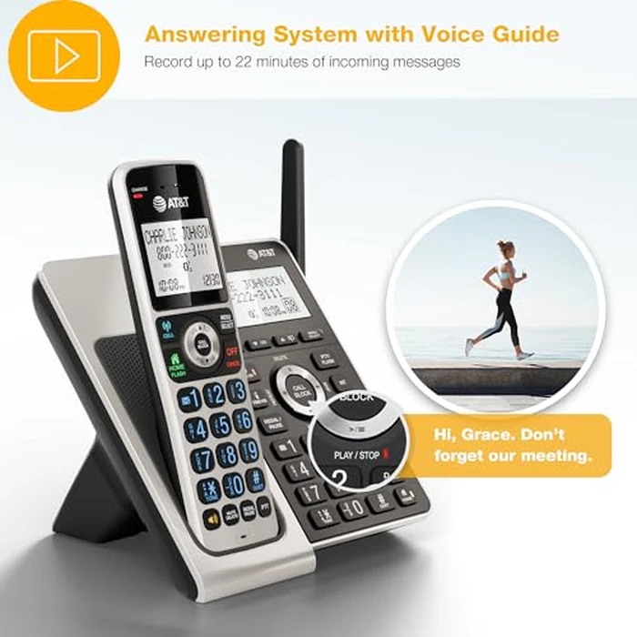 AT&T 4-Handset DECT 6.0 Cordless Home Phone with Unsurpassed Range, Bluetooth, Answering System, Smart Call Blocker, 2" Backlit Screen, Lighted Keypad with Big Buttons, Caller ID & Call Logs, BL3107-4 by AT&T - Image 4