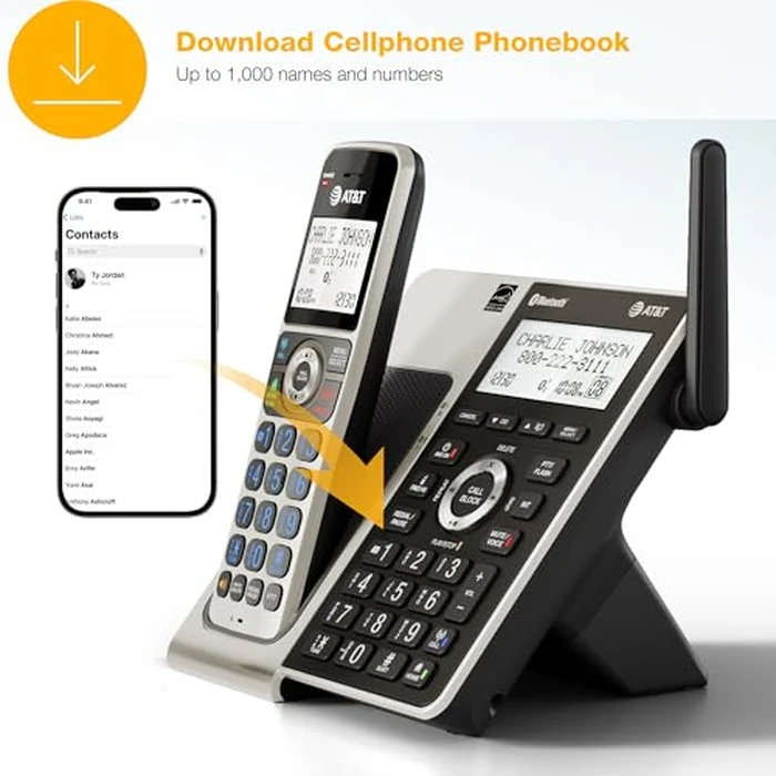 AT&T 4-Handset DECT 6.0 Cordless Home Phone with Unsurpassed Range, Bluetooth, Answering System, Smart Call Blocker, 2" Backlit Screen, Lighted Keypad with Big Buttons, Caller ID & Call Logs, BL3107-4 by AT&T - Image 5