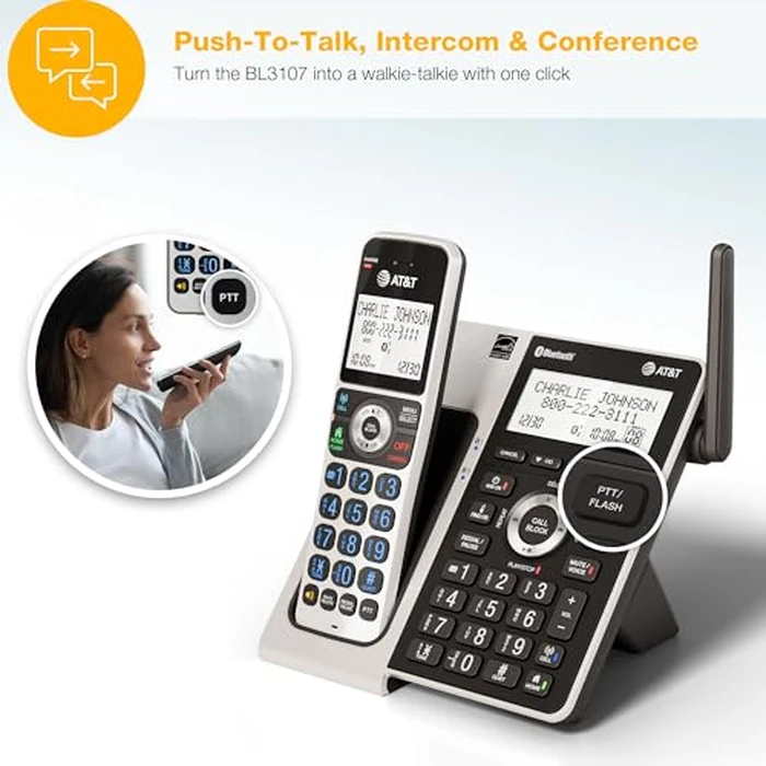 AT&T 4-Handset DECT 6.0 Cordless Home Phone with Unsurpassed Range, Bluetooth, Answering System, Smart Call Blocker, 2" Backlit Screen, Lighted Keypad with Big Buttons, Caller ID & Call Logs, BL3107-4 by AT&T - Image 7