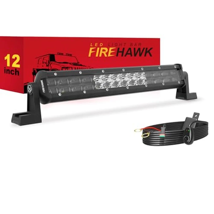 Firehawk LED Light Bar 12 Inch 40,000LM, 2026 New Japanese L-A-B Chips, Spot Flood Combo Beam, Driving Off Road Fog Work for Truck Pickup ATV UTV SUV Cart IP68 Waterproof with 12V Wiring Harness kit by Firehawk - Used - Acceptable condition