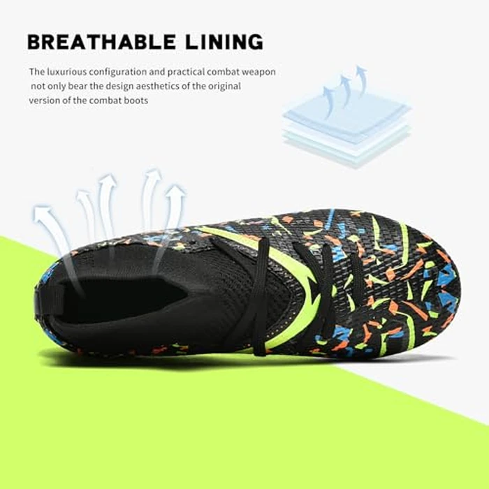 OKPHRA Kids Soccer Cleats Boys Girls Youth Football Shoes for Little/Big Kid Outdoor Indoor Firm Ground Athletic ，with Shin Guards and Soccer Socks Black 30 by OKPHRA - Image 6